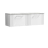 [BFPF194LBG2] Belvide Retro Partial Fluted 1 Drawer Wall Hung Vanity Unit with Bellato Grey Laminate Worktop, Choice of Colour - Cutout