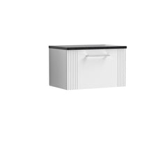 [BFPF194LSB] Belvide Retro Partial Fluted 1 Drawer Wall Hung Vanity Unit with Sparkling Black Laminate Worktop, Choice of Size and Colour - Cutout