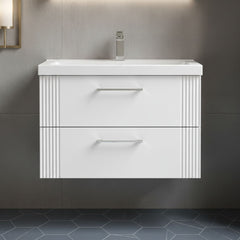 [BFPF195A] Belvide Partial Fluted 2 Drawer Wall Hung Vanity Unit with Mid-Edge 1 Tap Hole Ceramic Basin - Silo