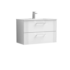 [BFPF195B] Belvide Retro Partial Fluted 2 Drawer Wall Hung Vanity Basin Unit with Minimalist Basin, Choice of Size and Colour - Cutout