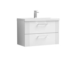 [BFPF195D] Belvide Retro Partial Fluted 2 Drawer Wall Hung Vanity Basin Unit with Thin-Edge Basin, Choice of Size and Colour - Cutout