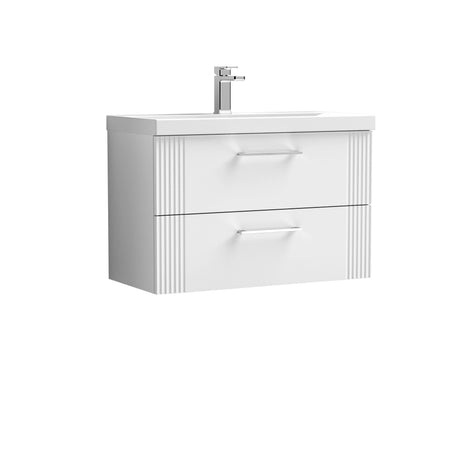 [BFPF195D] Belvide Retro Partial Fluted 2 Drawer Wall Hung Vanity Basin Unit with Thin-Edge Basin, Choice of Size and Colour - Cutout