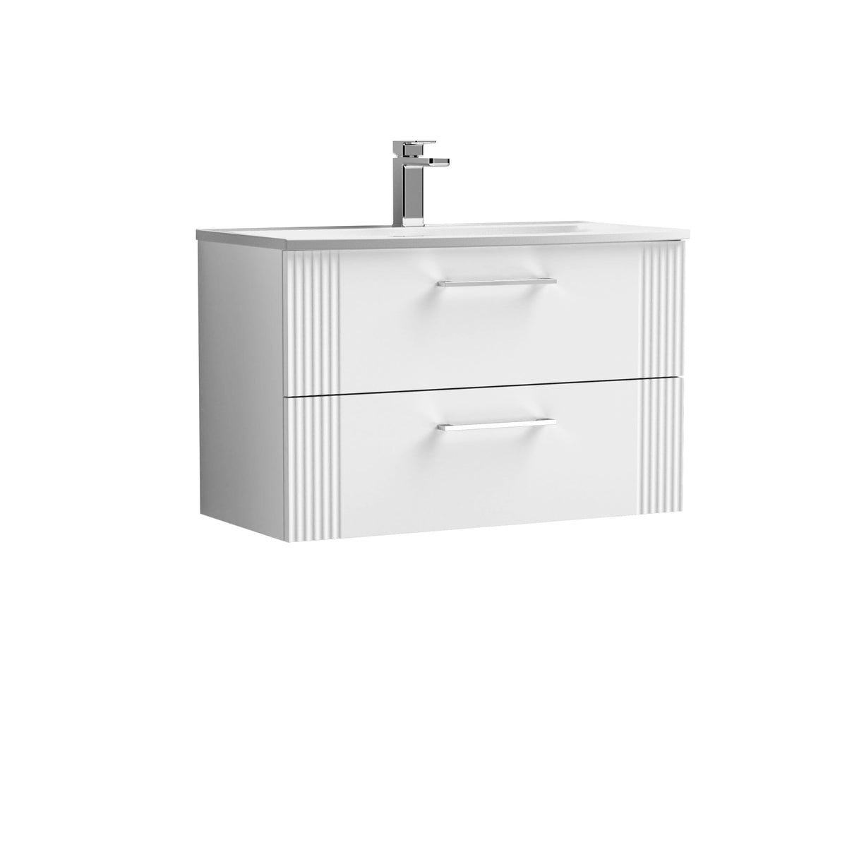 [BFPF195G] Belvide Retro Partial Fluted 2 Drawer Wall Hung Vanity Basin Unit with Curved Basin, Choice of Size and Colour - Cutout
