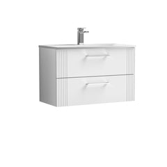 [BFPF195G] Belvide Retro Partial Fluted 2 Drawer Wall Hung Vanity Basin Unit with Curved Basin, Choice of Size and Colour - Cutout