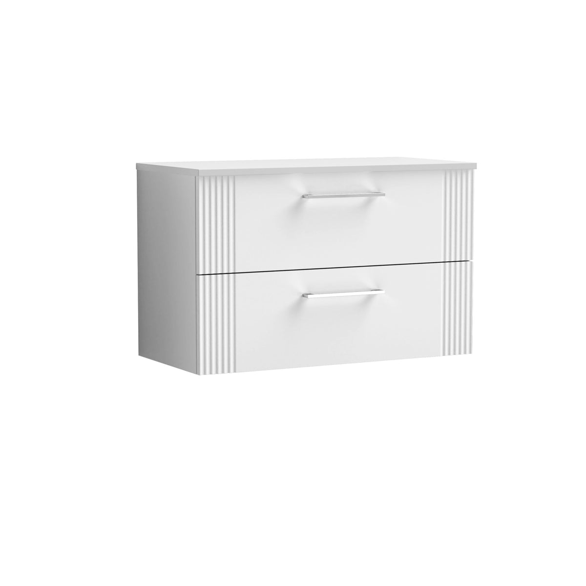 [BFPF195W] Belvide Retro Partial Fluted 2 Drawer Wall Hung Vanity Unit with Colour Coordinating Worktop, Choice of Size and Colour - Cutout
