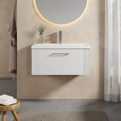 [BFPF196A] Belvide Partial Fluted 1 Drawer Wall Hung Vanity Unit with Mid-Edge 1 Tap Hole Ceramic Basin - Lifestyle 1