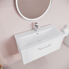 [BFPF196A] Belvide Partial Fluted 1 Drawer Wall Hung Vanity Unit with Mid-Edge 1 Tap Hole Ceramic Basin - Lifestyle 2
