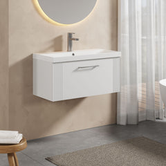 [BFPF196D] Belvide Retro Partial Fluted 1 Drawer Wall Hung Vanity Basin Unit with Thin-Edge Basin, Choice of Size and Colour - Lifestyle 3