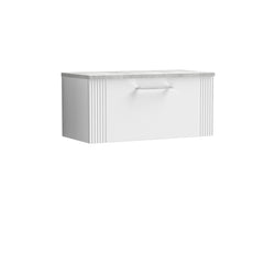 [BFPF196LBG] Belvide Retro Partial Fluted 1 Drawer Wall Hung Vanity Unit with Bellato Grey Laminate Worktop, Choice of Size and Colour - Cutout