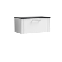 [BFPF196LSB] Belvide Retro Partial Fluted 1 Drawer Wall Hung Vanity Unit with Sparkling Black Laminate Worktop, Choice of Size and Colour - Cutout