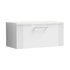 [BFPF196LSW] Belvide Retro Partial Fluted 1 Drawer Wall Hung Vanity Unit with Sparkling White Laminate Worktop, Choice of Size and Colour - Cutout