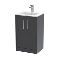 [BFPF2201B] Winshill Contemporary 2 Door Floor Standing Vanity Unit with Minimalist Basin - Choice of Size and Colour - Cutout