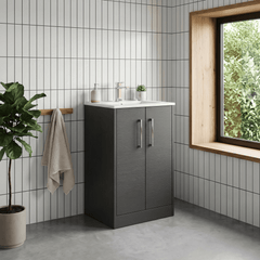 [BFPF2201B] Winshill Contemporary 2 Door Floor Standing Vanity Unit with Minimalist Basin - Choice of Size and Colour
