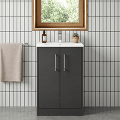 [BFPF2201B] Winshill Contemporary 2 Door Floor Standing Vanity Unit with Minimalist Basin - Choice of Size and Colour - Silo