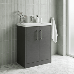 [BFPF2203A] Winshill Contemporary 2 Door Floor Standing Vanity Basin Unit with Mid-Edge Basin, Choice of Size and Colour