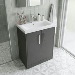[BFPF2203A] Winshill Contemporary 2 Door Floor Standing Vanity Basin Unit with Mid-Edge Basin, Choice of Size and Colour