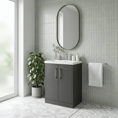 [BFPF2203A] Winshill Contemporary 2 Door Floor Standing Vanity Basin Unit with Mid-Edge Basin, Choice of Size and Colour