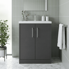 [BFPF2203A] Winshill Contemporary 2 Door Floor Standing Vanity Basin Unit with Mid-Edge Basin, Choice of Size and Colour - Silo
