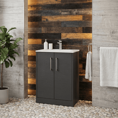 [BFPF2203B] Winshill Contemporary 2 Door Floor Standing Vanity Unit with Minimalist Basin - Choice of Size and Colour