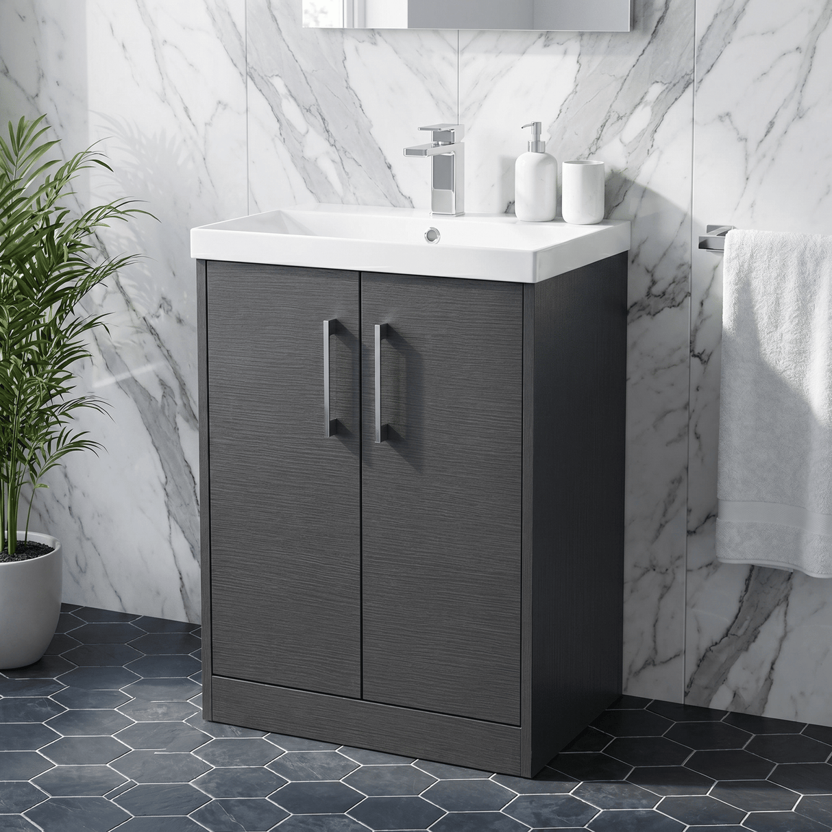 [BFPF2203D] Winshill Contemporary 2 Door Floor Standing Vanity Unit with Thin Edge Basin - Choice of Size and Colour