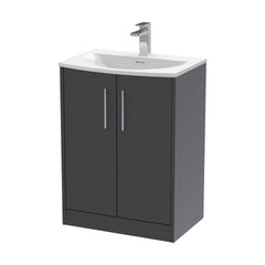 [BFPF2203G] Winshill Contemporary 2 Door Floor Standing Vanity Unit with Curved Basin - Choice of Size and Colour - Cutout