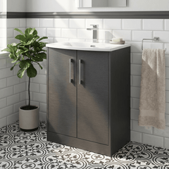 [BFPF2203G] Winshill Contemporary 2 Door Floor Standing Vanity Unit with Curved Basin - Choice of Size and Colour