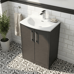 [BFPF2203G] Winshill Contemporary 2 Door Floor Standing Vanity Unit with Curved Basin - Choice of Size and Colour