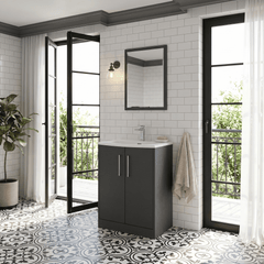 [BFPF2203G] Winshill Contemporary 2 Door Floor Standing Vanity Unit with Curved Basin - Choice of Size and Colour
