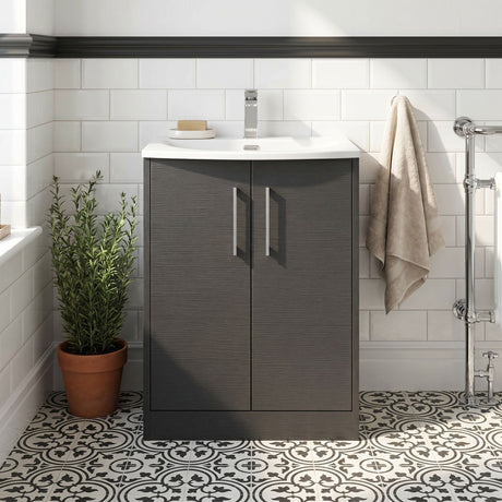 [BFPF2203G] Winshill Contemporary 2 Door Floor Standing Vanity Unit with Curved Basin - Choice of Size and Colour - Silo