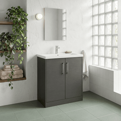 [BFPF2205A] Winshill Contemporary 2 Door Floor Standing Vanity Basin Unit with Mid-Edge Basin, Choice of Size and Colour