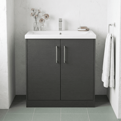 [BFPF2205A] Winshill Contemporary 2 Door Floor Standing Vanity Basin Unit with Mid-Edge Basin, Choice of Size and Colour - Silo