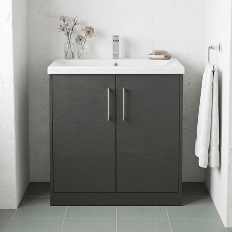 [BFPF2205A] Winshill Contemporary 2 Door Floor Standing Vanity Basin Unit with Mid-Edge Basin, Choice of Size and Colour - Silo