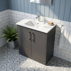 [BFPF2205B] Winshill Contemporary 2 Door Floor Standing Vanity Unit with Minimalist Basin - Choice of Size and Colour