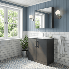 [BFPF2205B] Winshill Contemporary 2 Door Floor Standing Vanity Unit with Minimalist Basin - Choice of Size and Colour