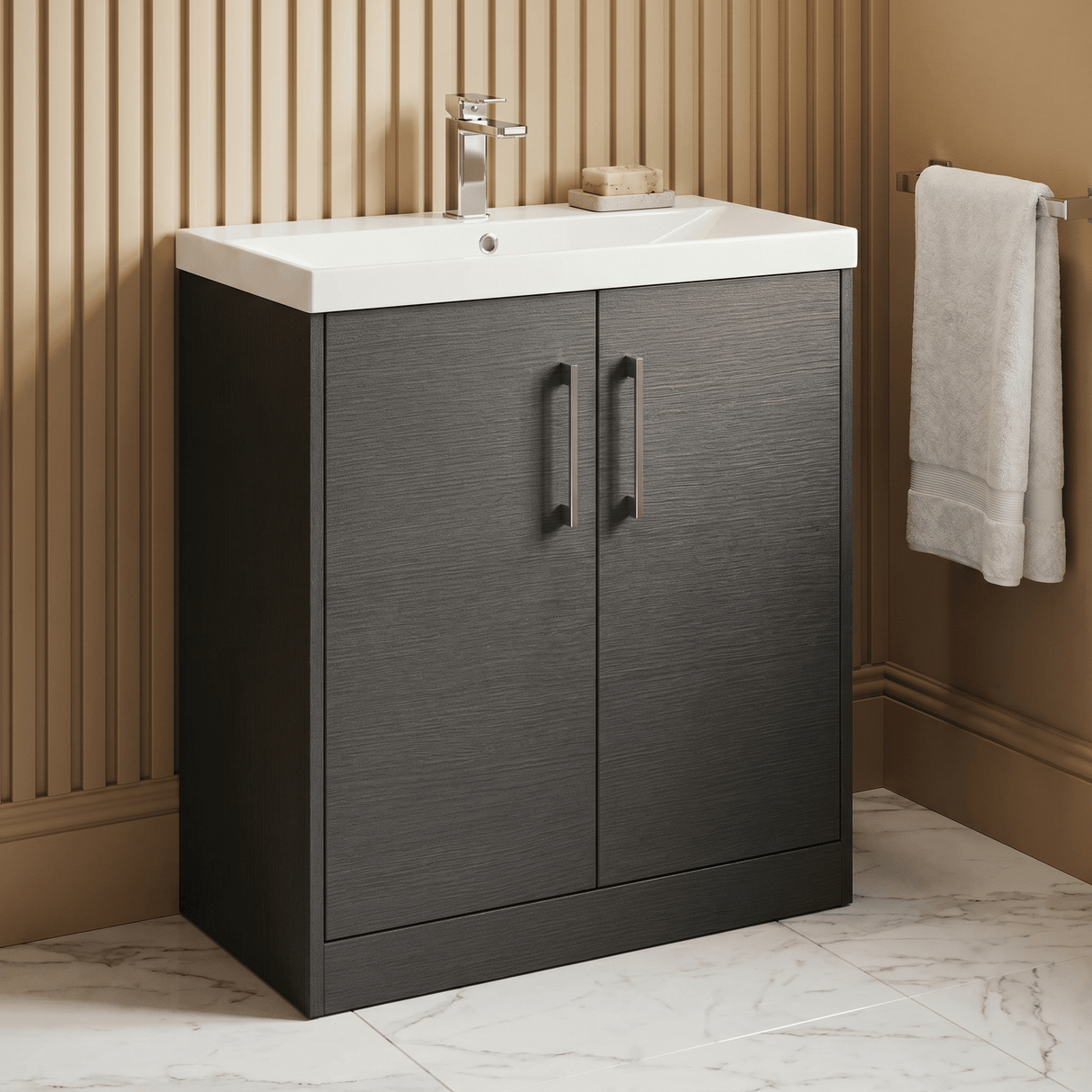 [BFPF2205D] Winshill Contemporary 2 Door Floor Standing Vanity Unit with Thin Edge Basin - Choice of Size and Colour