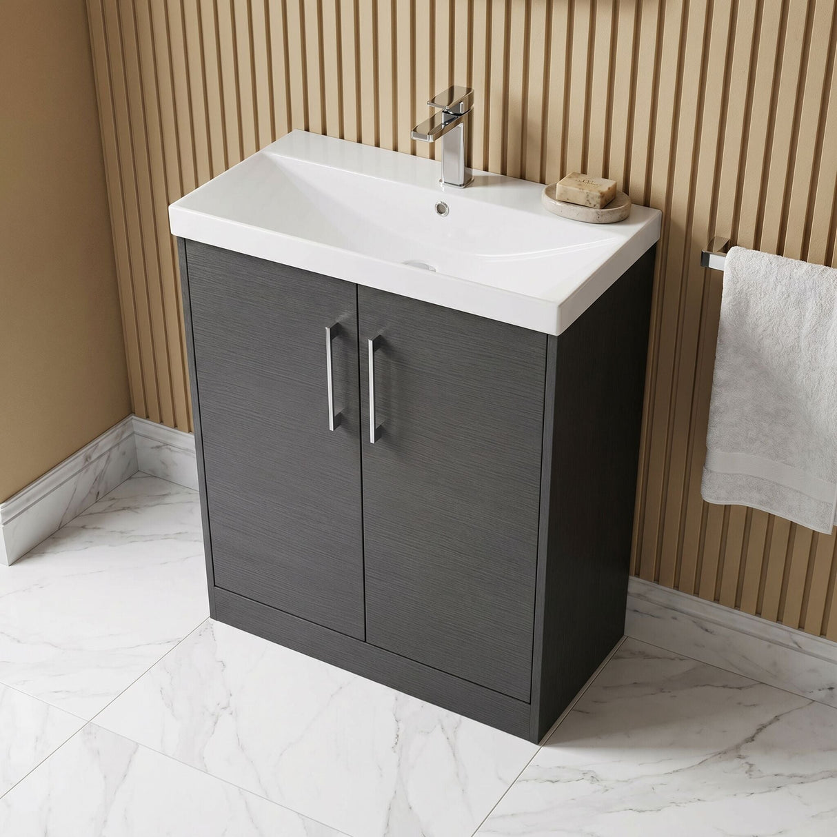 [BFPF2205D] Winshill Contemporary 2 Door Floor Standing Vanity Unit with Thin Edge Basin - Choice of Size and Colour