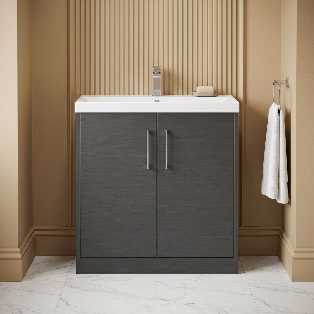 [BFPF2205D] Winshill Contemporary 2 Door Floor Standing Vanity Unit with Thin Edge Basin - Choice of Size and Colour - Silo