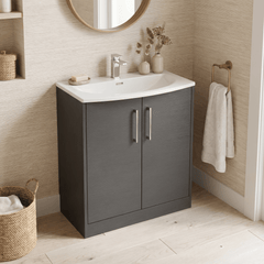 [BFPF2205G] Winshill Contemporary 2 Door Floor Standing Vanity Unit with Curved Basin - Choice of Size and Colour