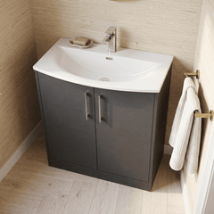 [BFPF2205G] Winshill Contemporary 2 Door Floor Standing Vanity Unit with Curved Basin - Choice of Size and Colour