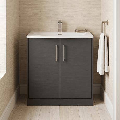 [BFPF2205G] Winshill Contemporary 2 Door Floor Standing Vanity Unit with Curved Basin - Choice of Size and Colour - Silo