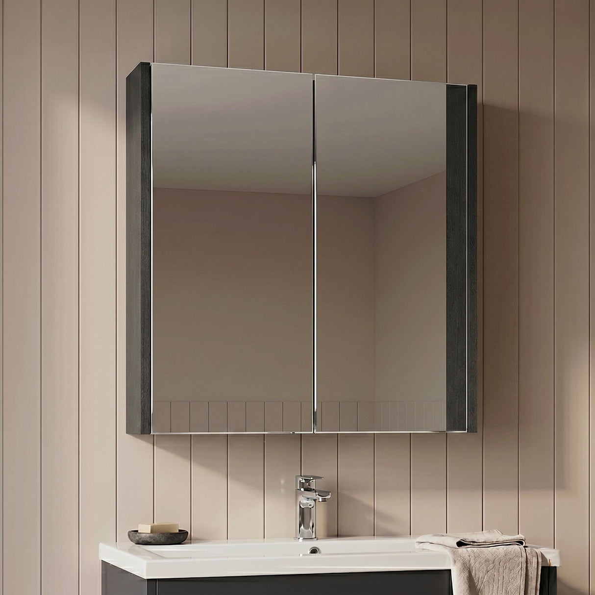 [BFPF2217] Winshill Wall Hung Mirror Cabinet Unit, 600mm, Choice of Colour - Silo