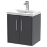[BFPF2221A] Winshill Contemporary 2 Door Wall Hung Vanity Unit with Mid-Edge Basin - Choice of Size and Colour - Cutout