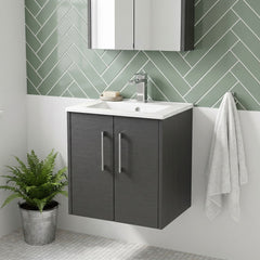 [BFPF2221B] Winshill Contemporary 2 Door Wall Hung Vanity Unit with Minimalist Basin - Choice of Size and Colour