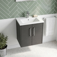 [BFPF2221B] Winshill Contemporary 2 Door Wall Hung Vanity Unit with Minimalist Basin - Choice of Size and Colour