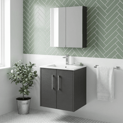 [BFPF2221B] Winshill Contemporary 2 Door Wall Hung Vanity Unit with Minimalist Basin - Choice of Size and Colour