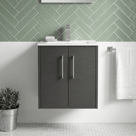 [BFPF2221B] Winshill Contemporary 2 Door Wall Hung Vanity Unit with Minimalist Basin - Choice of Size and Colour - Silo