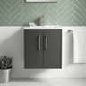 [BFPF2221B] Winshill Contemporary 2 Door Wall Hung Vanity Unit with Minimalist Basin - Choice of Size and Colour - Silo