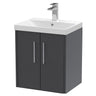 [BFPF2221D] Winshill Contemporary 2 Door Wall Hung Vanity Unit with Thin Edge Basin - Choice of Size and Colour - Cutout