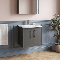 [BFPF2221G] Winshill Contemporary 2 Door Wall Hung Vanity Unit with Curved Basin - Choice of Size and Colour