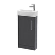 [BFPF2221L] Winshill Contemporary 1 Door Left-Hand Floor Standing Cloakroom Vanity Unit with Basin, Woodgrain Dark Grey, 440mm - Cutout